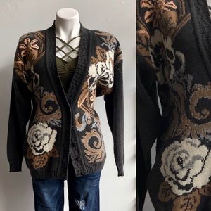 Vintage Moody Floral Gray Cardigan